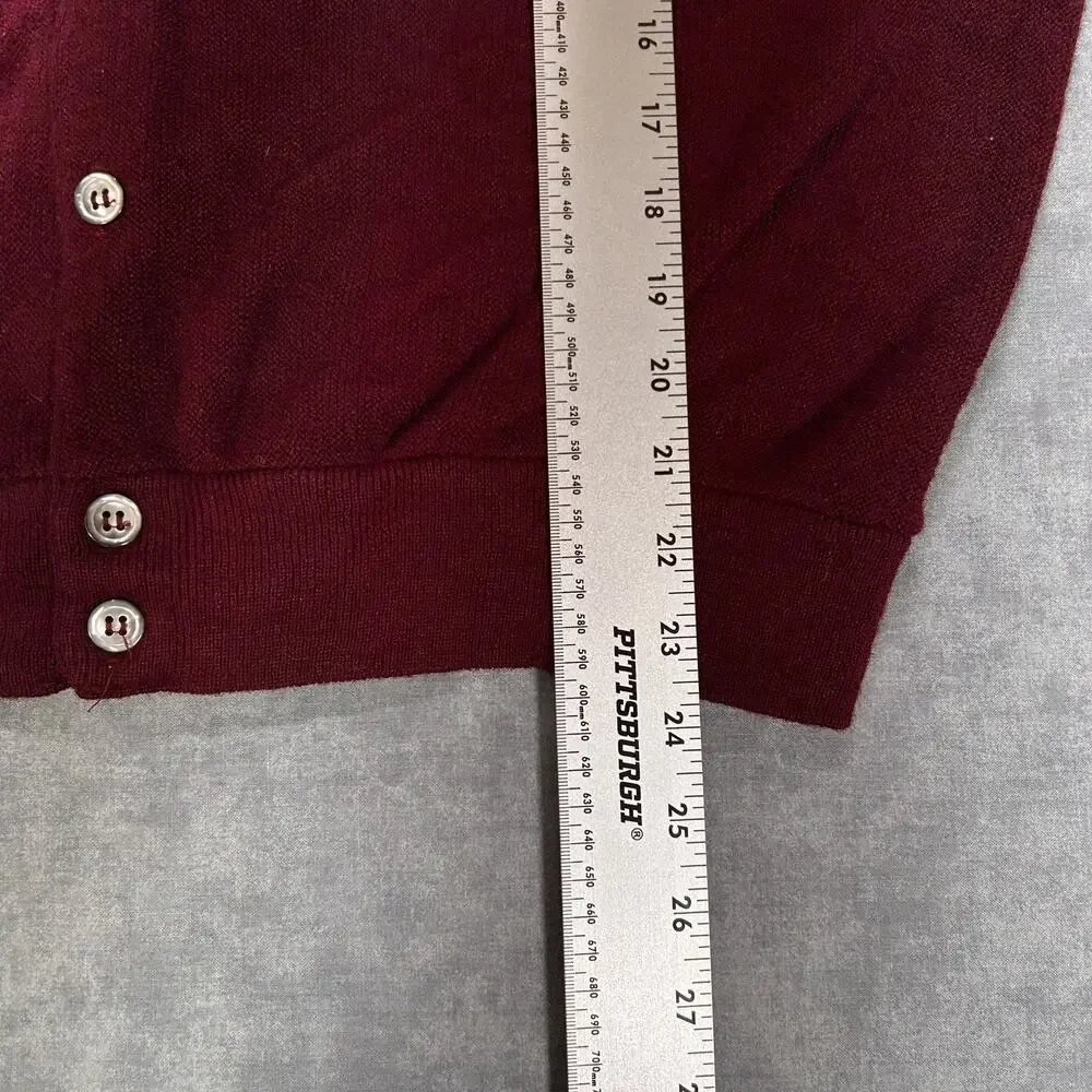 Vintage 1980s IZOD Lacoste Cardigan Sweater Burgundy 100% Orlon Acrylic USA Made